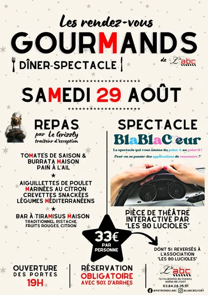 Repas spectacle à l'abc le 29 août à Belfort : venez voir Blablacœur !